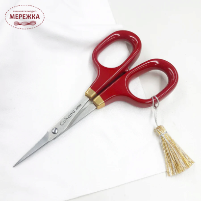Ножиці Cohana з лакованими червоними ручками, 10,5 см. 45-140 зображення
