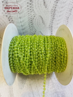 Фото шнур плетений, бісерний, колір зелений
