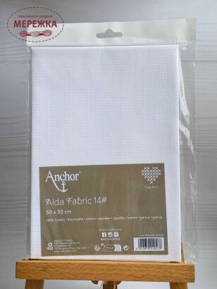 Фото Aida Anchor 14 ct, біла, 50 х 50 см, PREAXS-WT050
