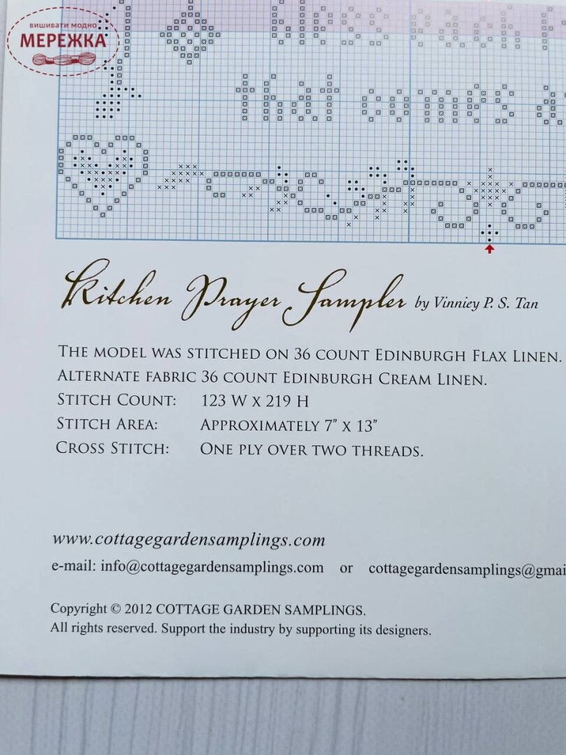 Cottage Garden Samplings Kitchen Prayer - Cross Stitch Pattern