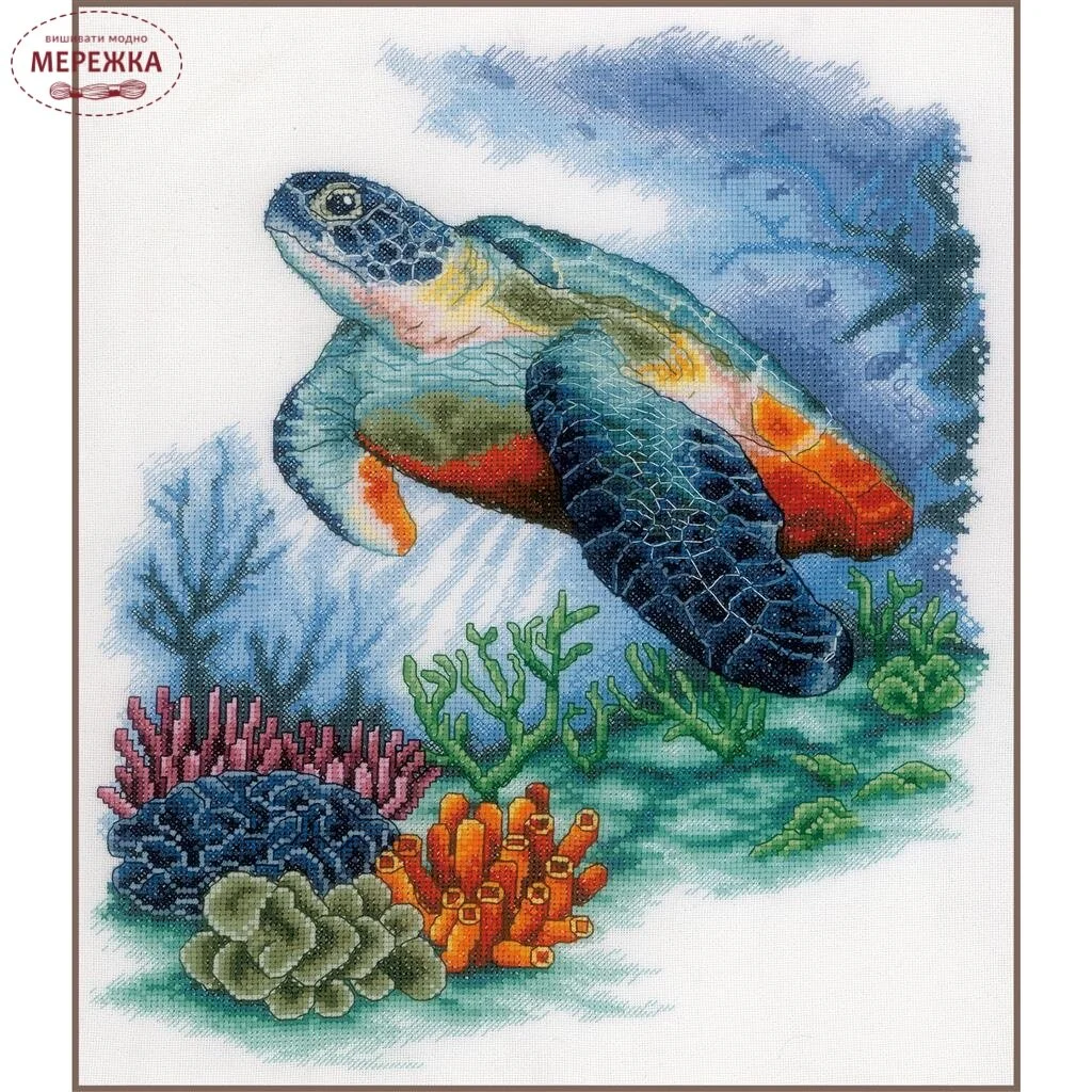 Набір для вишивання хрестиком Lanarte Скарби на дні моря (черепаха