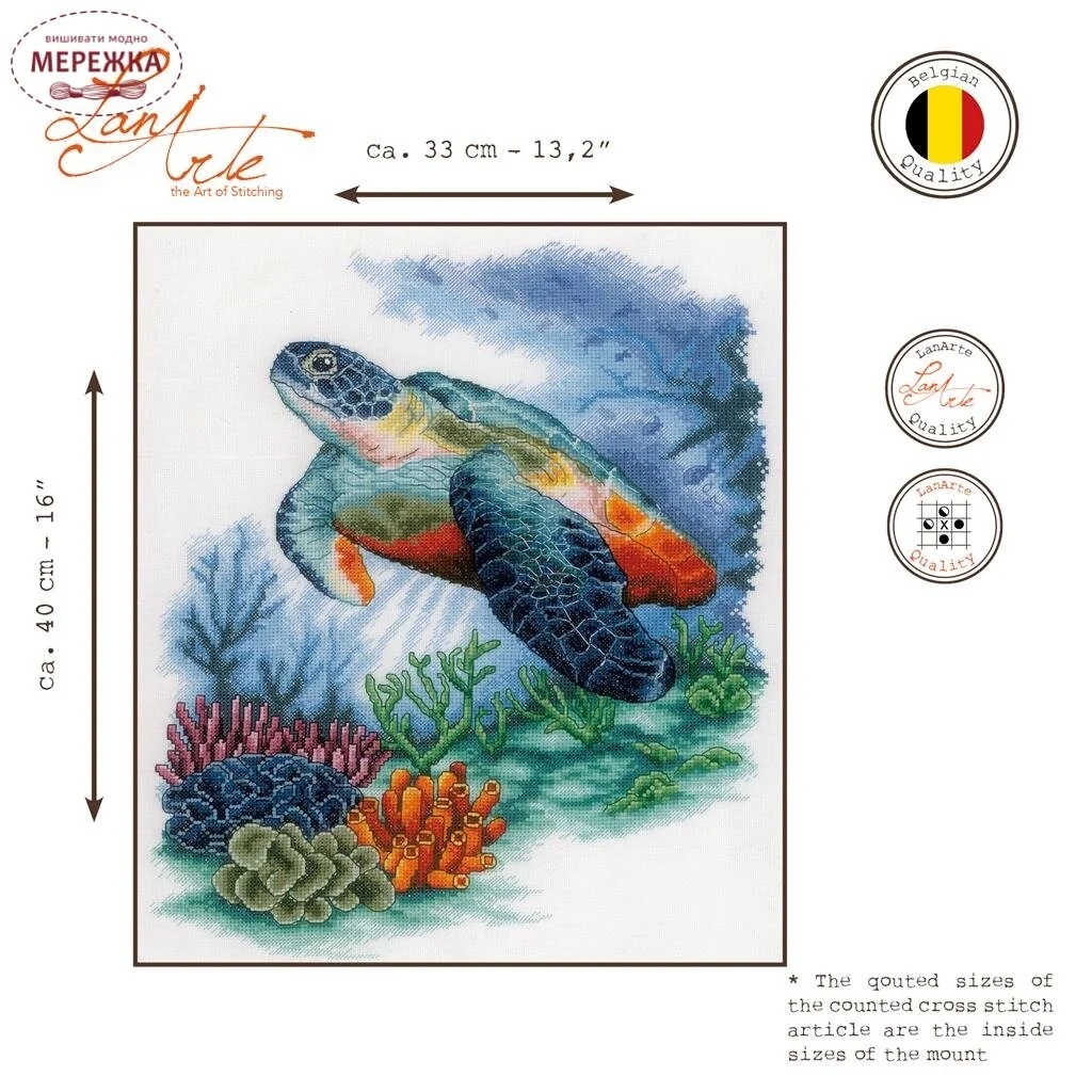 Набір для вишивання хрестиком Lanarte Скарби на дні моря (черепаха