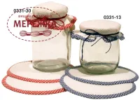 Фото Permin виріб круглий на баночки, кант блакитний 0331/13