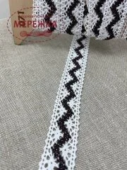 Фото Мереживо біло-коричневе, 100% бавовна (071) 87351