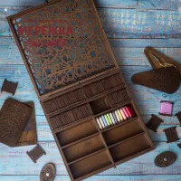 Фото Органайзер для муліне WonderstitchUA фанера, 24*24*6 см.