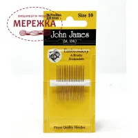 Фото Голка John James № 10 для вишивання, з гострим кінцем (16шт.) JJ13510