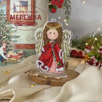 Фото Набір для вишивання хрестиком Сузір'я Єдинорога Червоний янгол Різдва (прозора з гнучкого пластика +підставка) 1017_