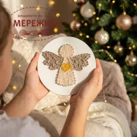 Фото String Art Exclusive Art Ангел, 20 см. (полотно з набитими цвяхами, круг)