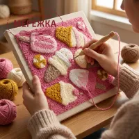 Фото Килимова вишивка Exclusive Art Солодке життя, 30х30 см. (квадрат)