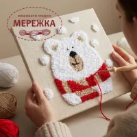 Фото Килимова вишивка Exclusive Art Тедді, 30х30 см. (квадрат)