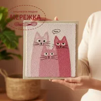 Фото Килимова вишивка Exclusive Art Три коти, 30х30 см. (квадрат)
