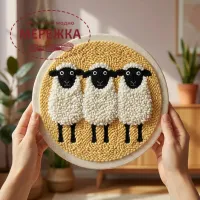 Фото Килимова вишивка Exclusive Art Овечки, 30 см. (круг)