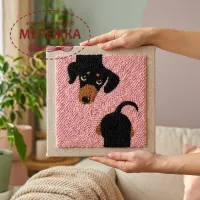 Фото Килимова вишивка Exclusive Art Такса, 30х30 см. (квадрат)