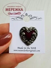 Фото Пришивний елемент Susan Clarke Originals Heart Button BE-195