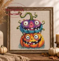 Фото Набір для вишивання хрестиком XFreeStitch (Світлана Грибач) Два гарбузи - подвійний клопіт