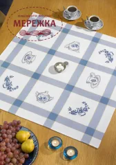 Фото Permin скатертина 85*85 см., (блакитна клітинка) 27-2022