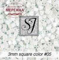 Фото SJ Designs Glass Beads Square 3 mm #05 White