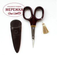 Ножиці Cohana з лакованими коричневими ручками фото