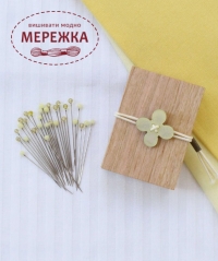 Фото Cohana Швейні шпильки Glass Sewing Pins in a Cherry-Wood Box, Yellow 45-206