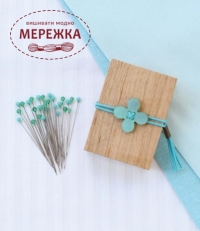 Фото Cohana Швейні шпильки Glass Sewing Pins in a Cherry-Wood Box, Green 45-208