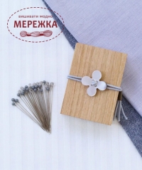 Фото Cohana Швейні шпильки Glass Sewing Pins in a Cherry-Wood Box, Grey 45-210