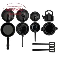 Фото Rico мініатюра Посуд метал, чорний 7 шт. 500387