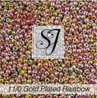 Фото Бісер SJ Designs Glass Seed Beads, 11/0 22 karat Gold Plated Rainbow #58GPR