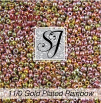 Фото Бісер SJ Designs Glass Seed Beads, 11/0 22 karat Gold Plated Rainbow #58GPR