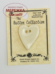 Фото Mill Hill Button White LG  Folk Heart 86203