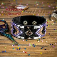 Фото Набір для вишивання бісером WonderlandCrafts браслета на штучній шкірі FLBB-030