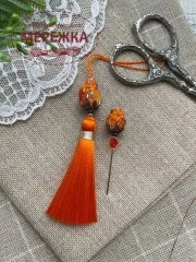 Фото Hobby Bee Набір китичка та голка-пін, Помаранчеві бутони з квітами