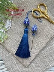 Фото Hobby Bee Набір китичка та голка-пін, Сині бутони з квітами