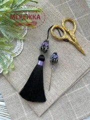 Фото Hobby Bee Набір китичка та голка-пін, Чорні бутони з квітами