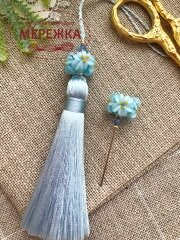 Фото Hobby Bee Набір китичка та голка-пін, Блакитні квіти