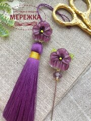 Фото Hobby Bee Набір китичка та голка-пін, Фіалки