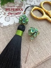 Фото Hobby Bee Набір голка-пін+китичка "Павич салатовий"