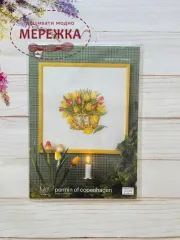 Фото набір для вишивання Permin тюльпани у корзині 12-4470