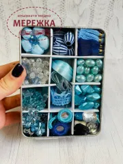 Фото набір бусин, колір голубий