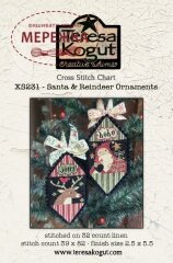 Схема для вишивання Teresa Kogut Santa and Reindeer Ornaments фото