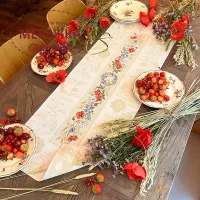 Фото Les Brodeuses Parisiennes Скатертина 113х42см Aida : Le chemin de table «elegance estivale» CTEE/JAR