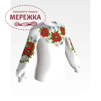 Фото блуза дитяча Маки, ромашки, волошки БД011