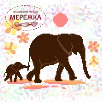 Водорозчинний флізелін К317 Слоник мама і маленьке слоненя