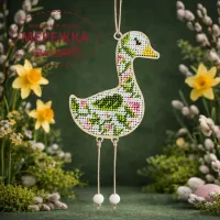 Фото Набір для вишивання бісером Кольорова Квіткова Гусочка D-09