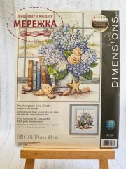 Фото набір для вишивання хрестиком Гортензія та мушлі 35166