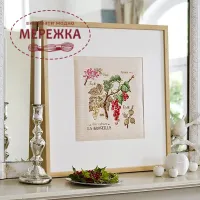 Фото Les Brodeuses Parisiennes Схема Etude aux Groseilles+тканина, пришивний шарм EGL/CRE