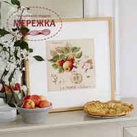 Фото Les Brodeuses Parisiennes Схема Etude aux Pommes+тканина, пришивний шарм EPL/CRE