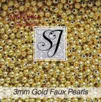 Фото SJ Designs Faux Pearls, 3 mm Round GOLD