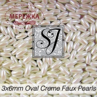 Фото SJ Designs Faux Pearls Oval 3*6 mm Creme