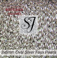 Фото SJ Designs Faux Pearls Oval 3*6 mm Silver