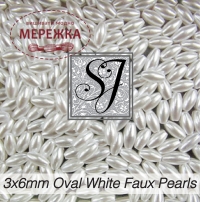Фото SJ Designs Faux Pearls Oval 3*6 mm White